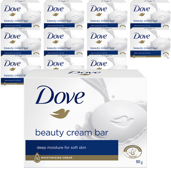 도브 뷰티 크림 바 비누, 90g, 12개입