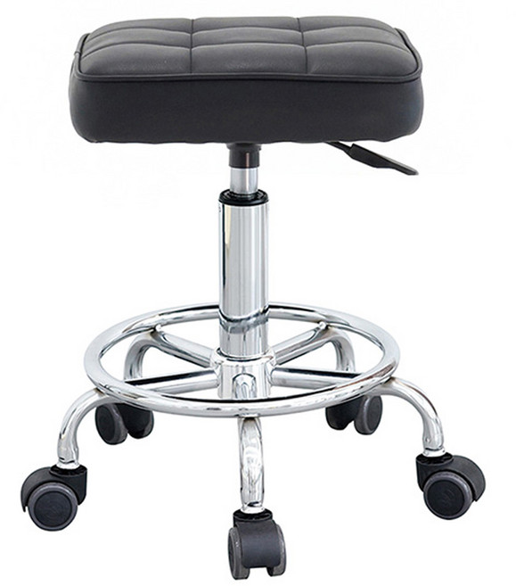 21세기트랜드 340 Chair 사각형 엠보싱 높이조절 보조의자 스틸로라형 440 x 440 x 500~650mm, 블랙, 1개