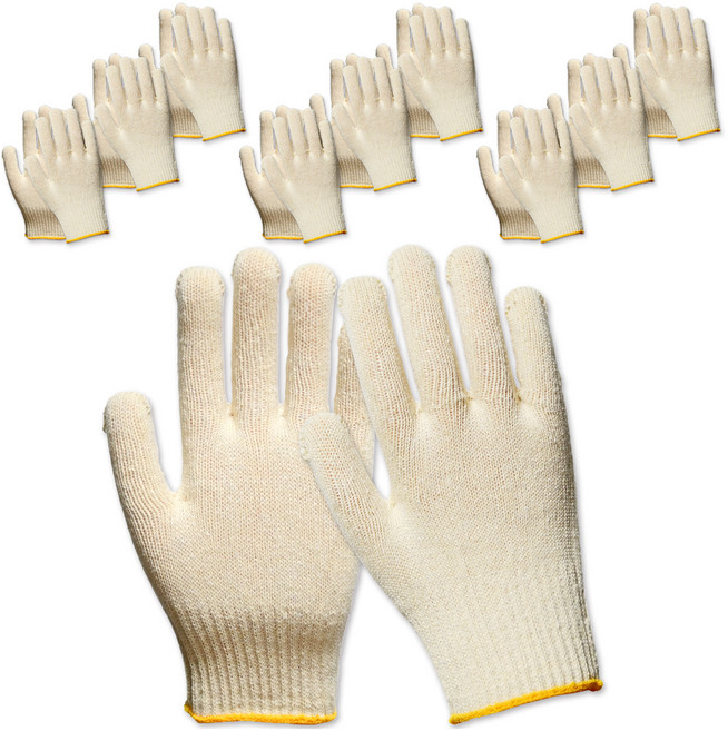 한우 면장갑 2p 세트 40g, 노란색 테두리, 10세트