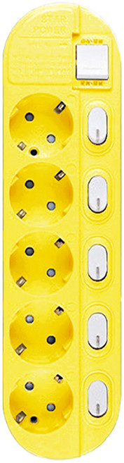 이어지다 개별 스위치 컬러 멀티탭 5구, 2.5m, 노랑, 1개