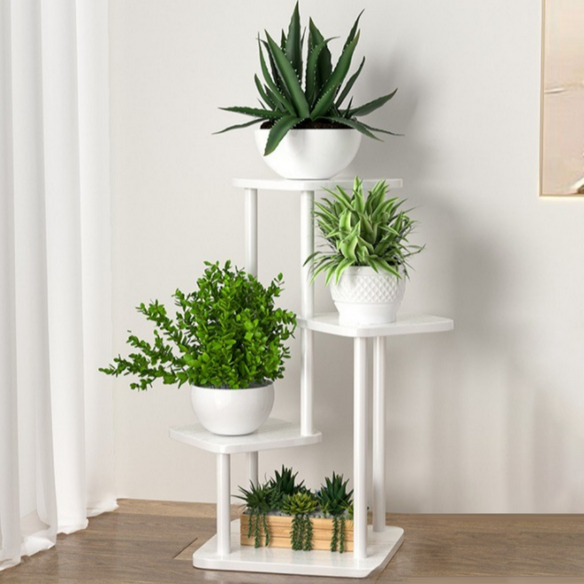 모스터 프리미엄 세련된 거실 인테리어 화분 정리 진열 선반, 화이트 화이트, 3단