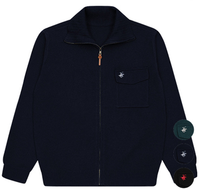 비버리힐스폴로클럽 남성용 클래식 니트 집업점퍼