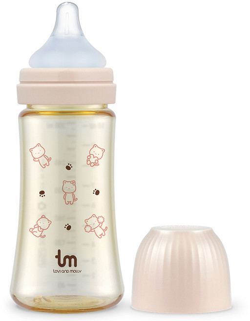 토비앤몰리 유아용 PPSU 몰리 싱글 젖병, 핑크, 280ml, 1개