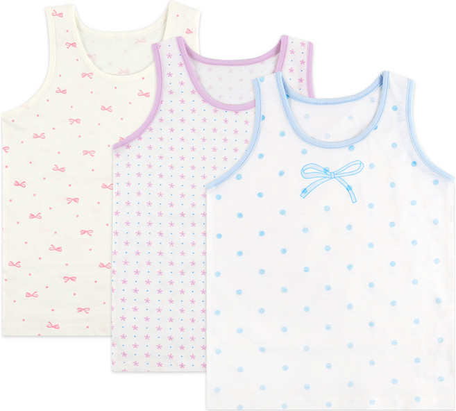 Maykids 女童天藍色蝴蝶結背心3件組