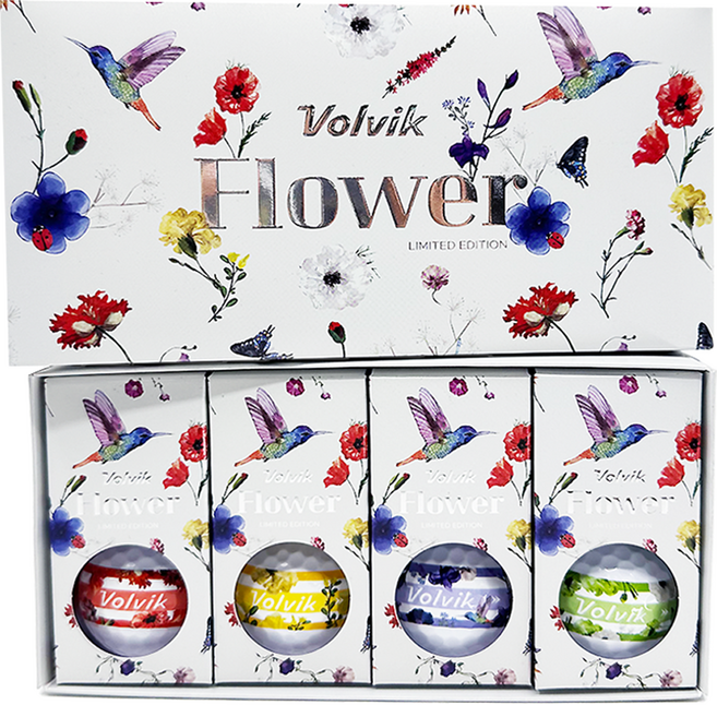 볼빅 플라워360 리미티드 에디션 골프공 정품볼 3피스 8p 세트, 레드 + 옐로우 + 퍼플 + 그린, 1개