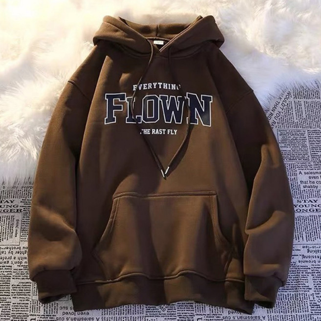 엘쏘 남녀공용 플로운 박시핏 레터링 포켓 후드티