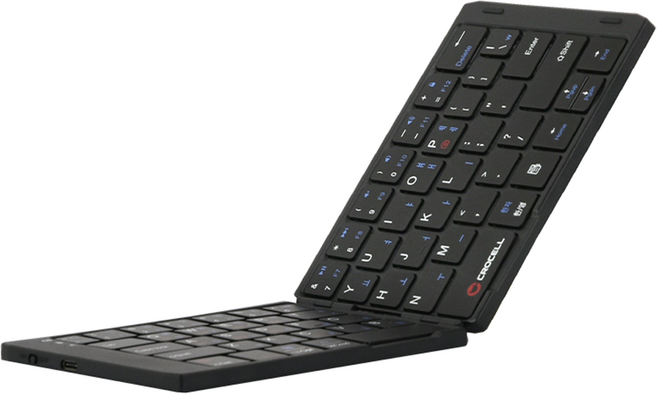 크로셀 휴대용 아이패드 태블릿 노트북 멀티페어링 미니 접이식 유무선 블루투스 키보드, 제조사축, C-Flip Value, 블랙