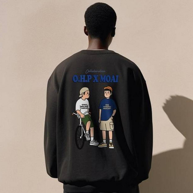 원헌드레드퍼센트 X MOAI b영앤더머 베이직 헤비 맨투맨