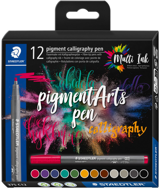 스테들러 피그먼트 캘리그라피펜 375 12색 세트, 1세트