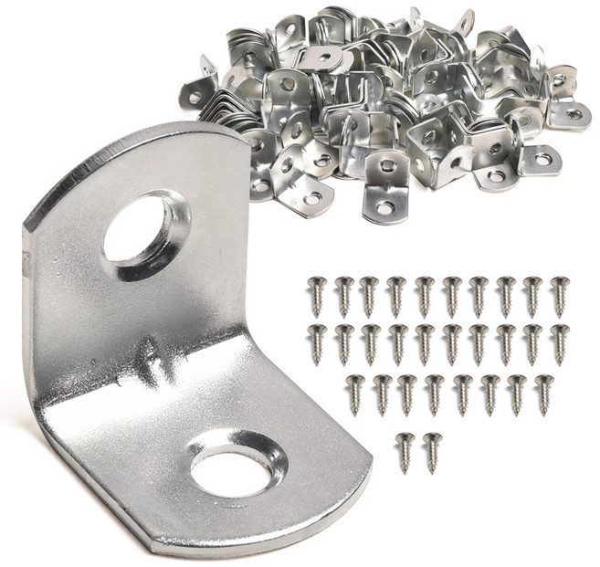 손잡이세상 ㄱ자 꺽쇠 100p + 전용 나사 200p 세트 실버, 1세트