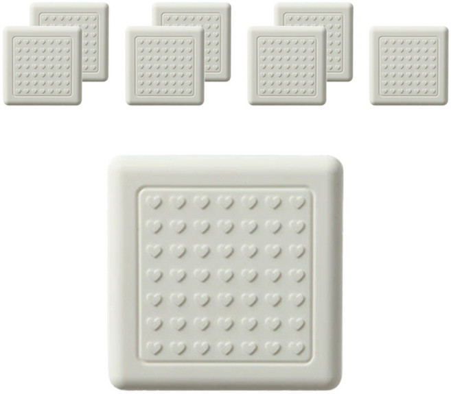 올하이 의자 가구 부착형 PVC 실리콘 소음 미끄럼방지 의자발패드 화이트 사각형, 8개