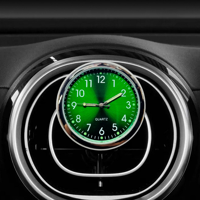 씨티알 2 in 1 모던 차량용 클래식 아날로그 시계, 1개, 에메랄드 그린