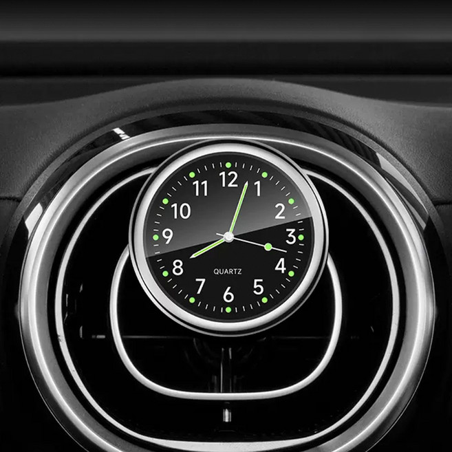 씨티알 2 in 1 모던 차량용 클래식 아날로그 시계, 1개, 모던 블랙
