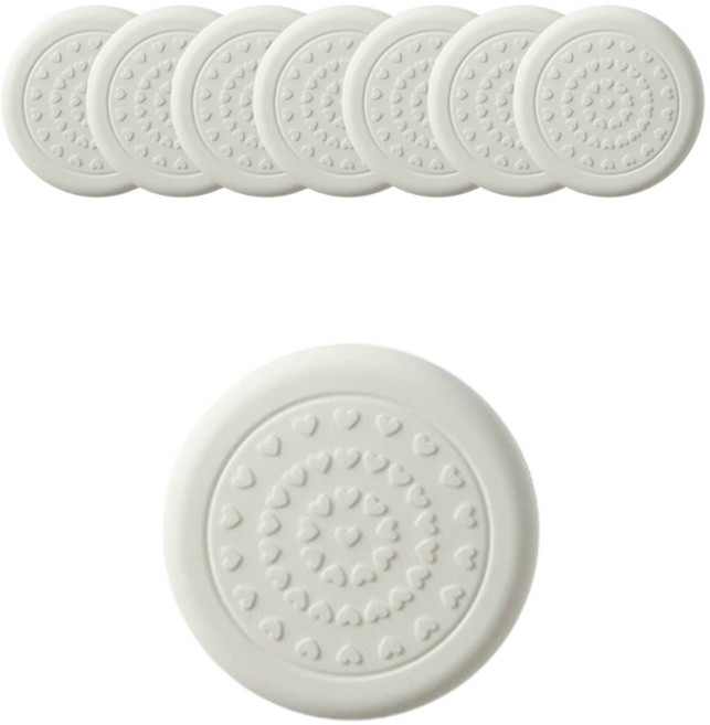 올하이 의자 가구 부착형 PVC 실리콘 소음 미끄럼방지 의자발패드 화이트 원형, 8개