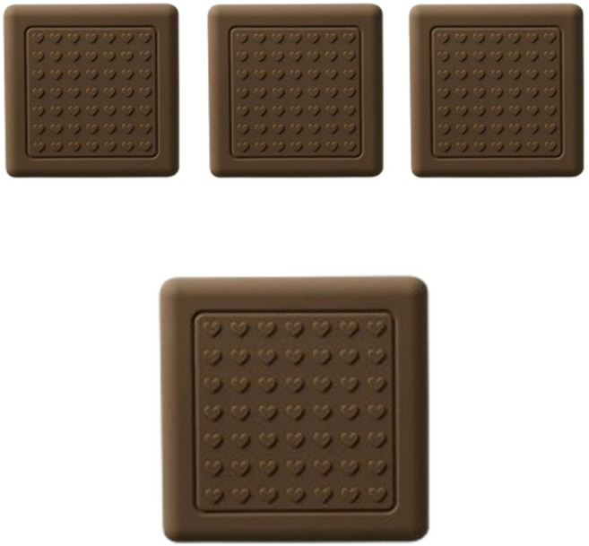 올하이 의자 가구 부착형 PVC 실리콘 소음 미끄럼방지 의자발패드 브라운 사각형, 4개