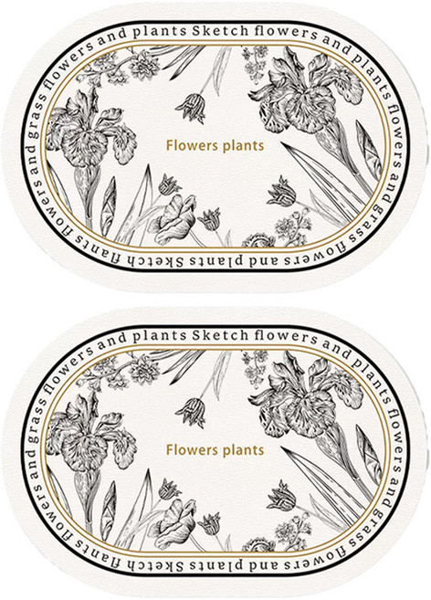 바다라 프랑스 노르딕 플레이트 테이블매트, 꽃 01, 45 x 30 cm, 2개