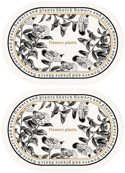 바다라 프랑스 노르딕 플레이트 테이블매트, 꽃 04, 45 x 30 cm, 2개