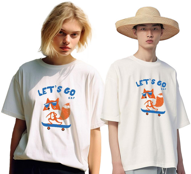 원헌드레드퍼센트 HARMONIA 폭스 스케이트 세미오버 통기성 반팔 티셔츠