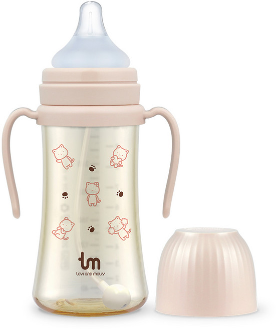토비앤몰리 PPSU 몰리 빨대젖병, 280ml, 1개, 핑크