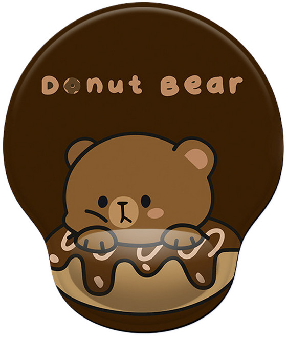 곰돌이 디자인 손목보호 마우스패드, 초코도넛 베어, 1개