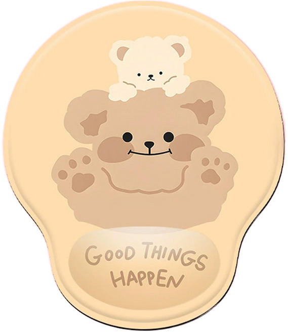곰돌이 디자인 손목보호 마우스패드, 스마일 베어, 1개