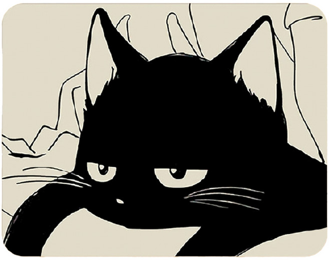 머니풀 귀여운 검은 고양이 미니 마우스 패드, 다운 캣, 1개