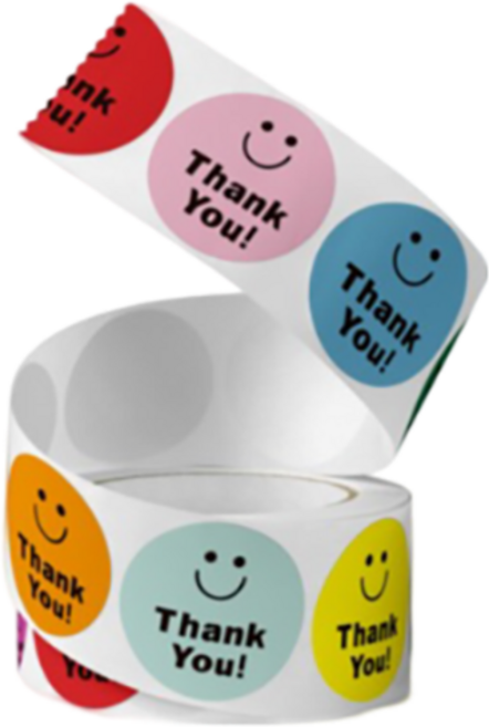 더깔끔 땡큐 배달 스티커 2.5cm 500p, 혼합색상, 4개