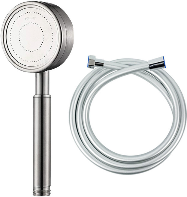 월드크린 올스텐 토네이도 샤워기 + 물때방지 PVC 샤워호스 2m 세트, 1개, 실버