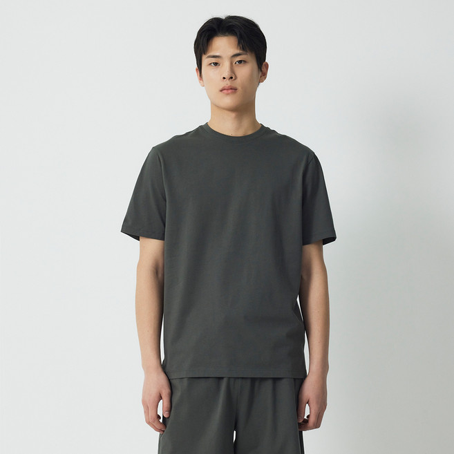 JAJU 남성용 통기성 스마트 코튼 반팔 파자마 티셔츠