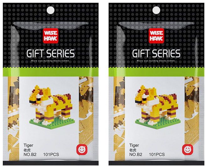 WISEHAWK 호랑이 나노블럭 B2wh, 혼합색상, 2개