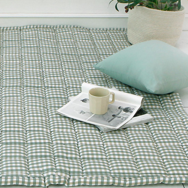 보몽드 국내 제조 부드러운 워싱 패드겸카페트 캔디체크, 파우더그린