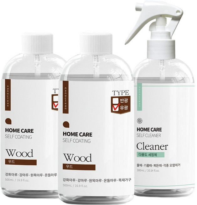 나노클린 32평형 유광 마루코팅제 기본 패키지 우드코팅제 2p + 다용도세정제 세트, 1세트