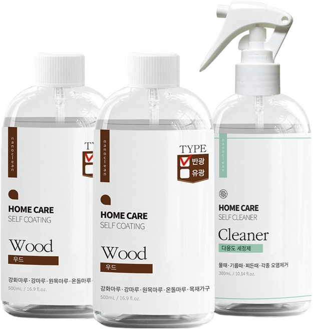 나노클린 32평형 반광 마루코팅제 기본 패키지 우드코팅제 2p + 다용도세정제 세트, 1세트