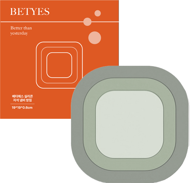 베티에스 프리미엄 마그넷 3단 분리형 실리콘 냄비받침, 그레이, 1개