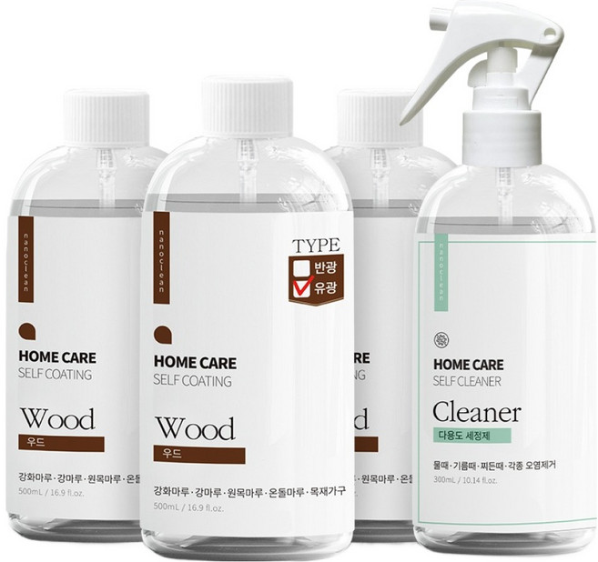 나노클린 48평형 유광 마루코팅제 기본 패키지 우드코팅제 3p + 다용도세정제 세트, 1세트