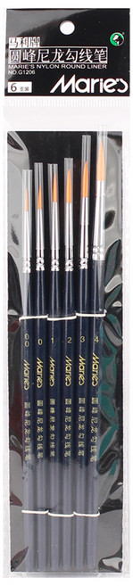 마리에스 시나아트 나일론 세필붓 6종 세트 G1206, 1세트, 00호, 0호, 1호, 2호, 3호, 4호