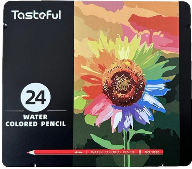 시나아트 수채화 색연필 틴케이스, 1개, 24색