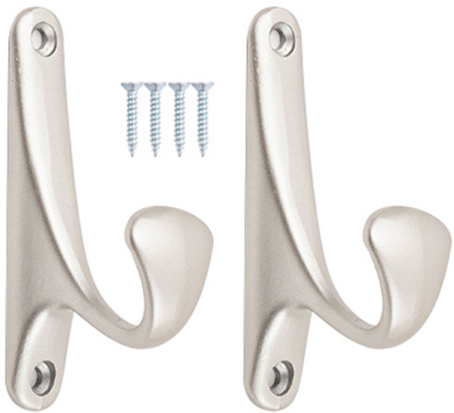 철물파크 벽고정 후크 단풍 옷걸이 2p + 설치 피스 4p 세트, 니켈무광, 1세트