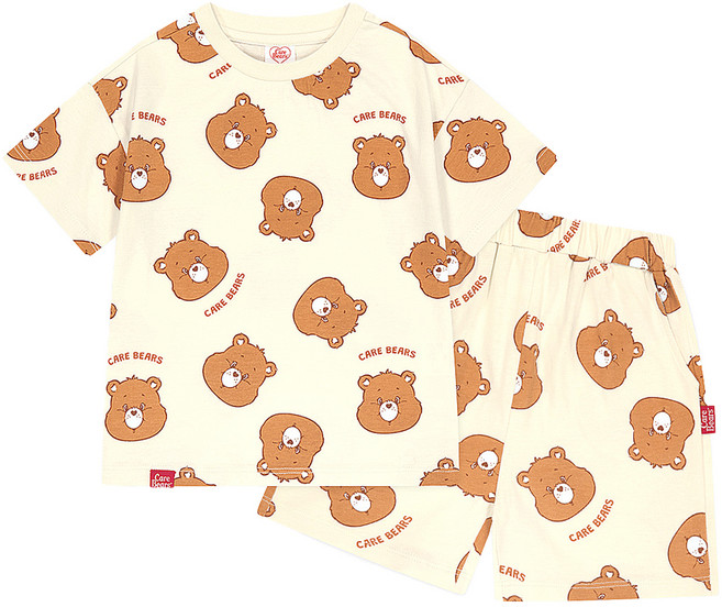 케어베어 아동용 동글동글 반소매 실내 상하의 세트