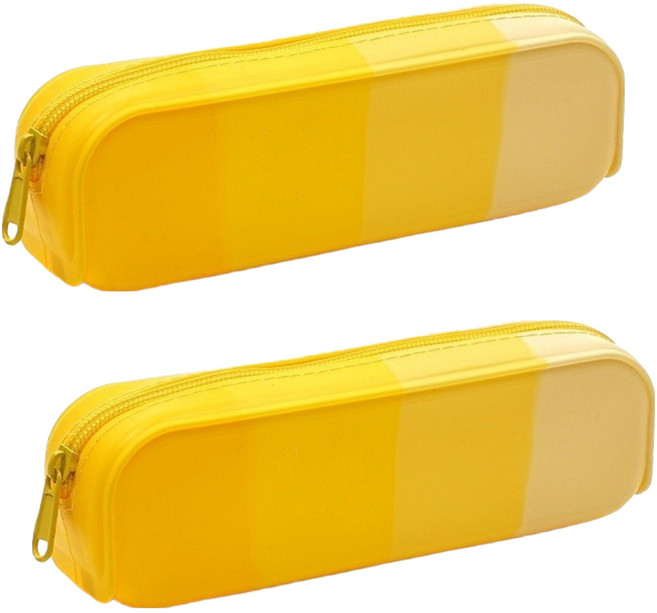 미소로운 그라데이션 지퍼형 가벼운 필통파우치, 그러데이션 옐로우, 2개