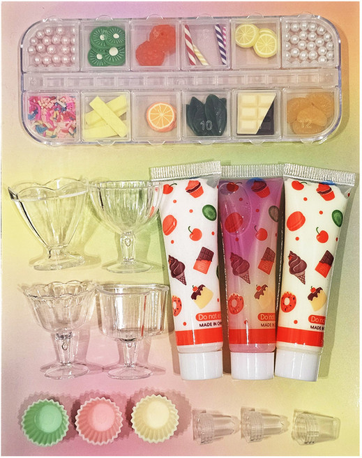 단비나인 미니어쳐 컵 디저트 만들기 생크림 데코 세트, 혼합색상, 1세트