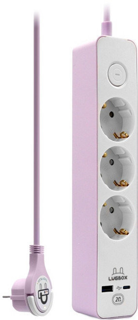 러그 고속충전 USB C타입 고용량 멀티탭 3구 3500W 퍼플핑크, 1개, 1.5m