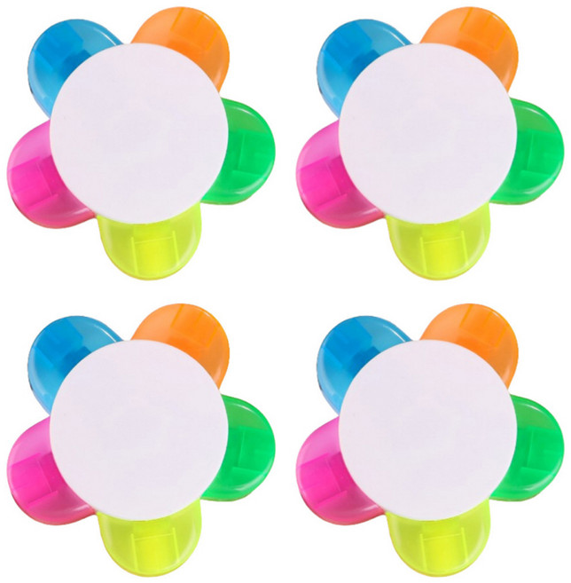 엘로템즈 플라워 5색 형광펜, 혼합색상, 4개