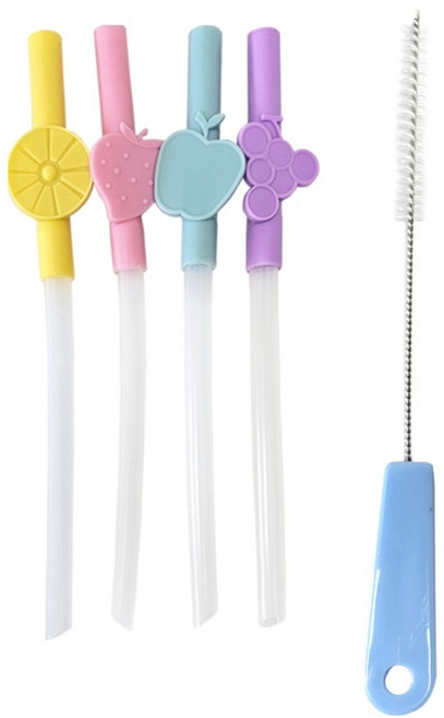 아가프라 멀티 흘림방지 빨대 S 4p + 세척솔 세트, 1세트