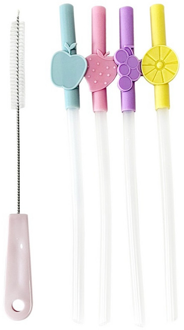 아가프라 멀티 흘림방지 빨대 L 4종 + 세척솔 세트, 1세트