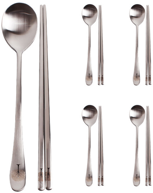 한일스텐레스 해피트리 수저 세트, 숟가락 5p + 젓가락 5p, 1세트