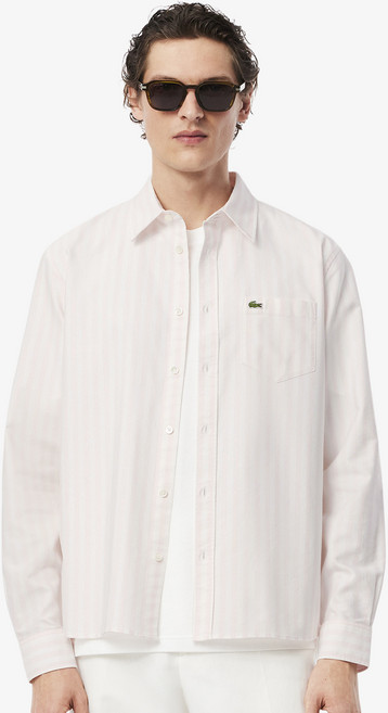 라코스테 남성용 옥스포드 스트라이프 면 셔츠