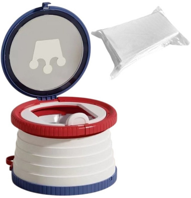 바브레 어린이 휴대용 접이식 변기 V2 + 응고패드 20p 세트, 블루(변기)