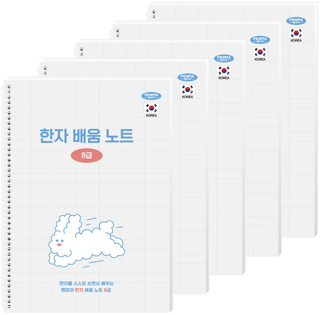 펜피아 5000 한문 8급 배움노트, 혼합색상, 5개