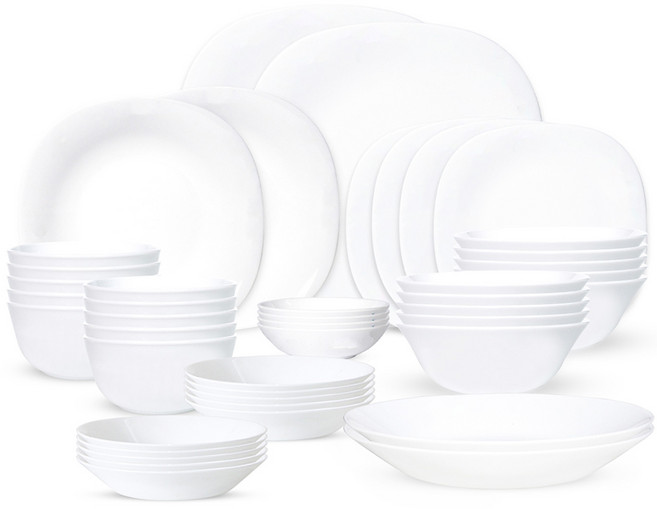 바칠레 리얼화이트 강화유리 10인 홈 식기세트 44p, 화이트, 44개, 식기 44p